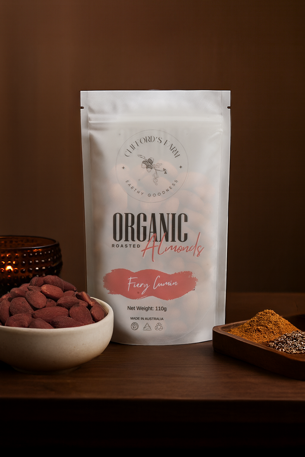 Organic Roasted Almonds - Fiery Cumin
